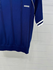 MIU 25S RAGLAN CREW NECK STRIPED KNIT SWEATER 264106