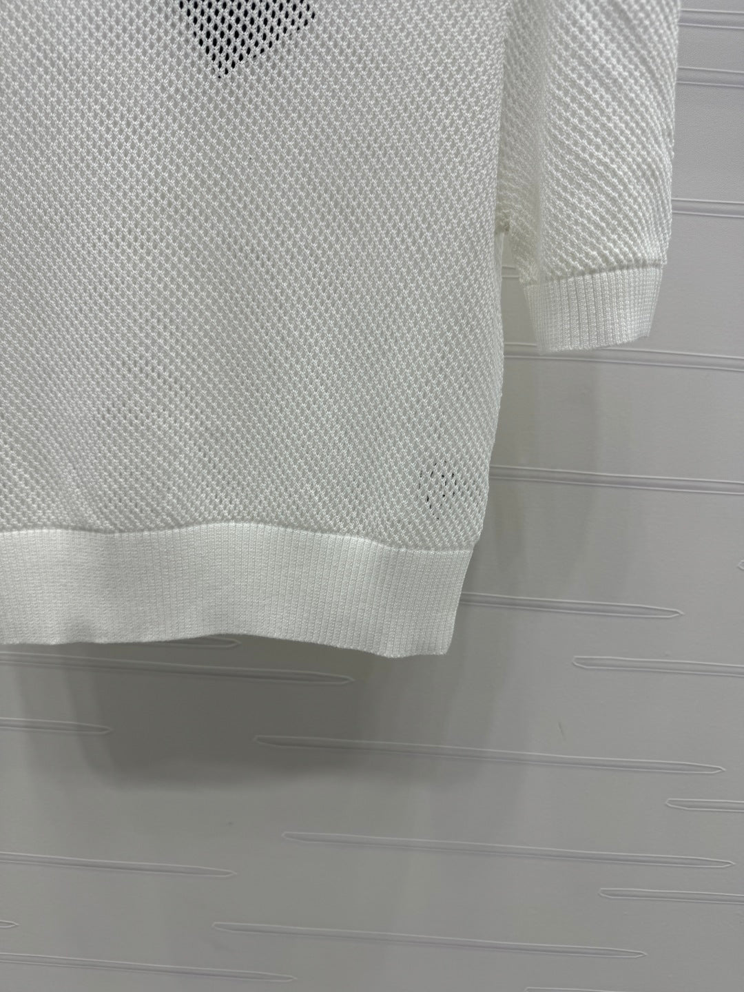 PRAD 25S HOLLOW KNIT SHORT SLEEVE TOP 264134