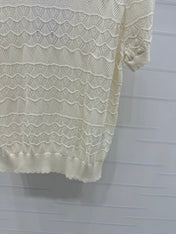 CHANEL 25S HOLLOW KNIT SHORT SLEEVE TOP 264150