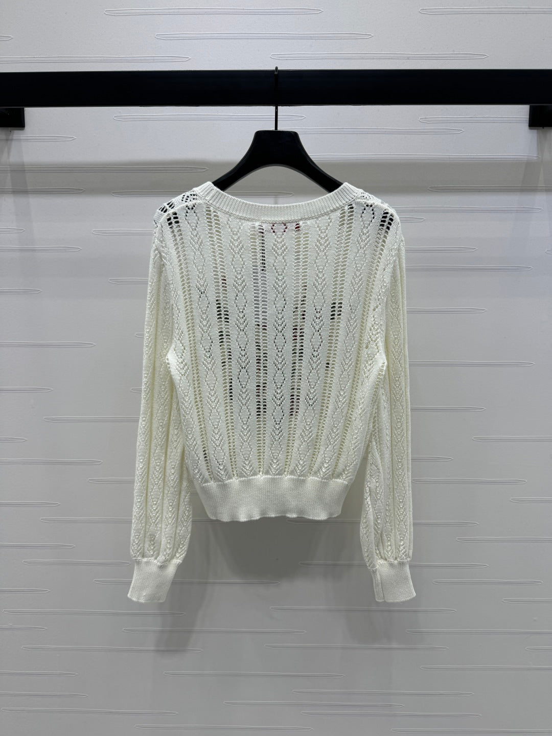 VALENTINO CREW NECK LONG-SLEEVE EMBROIDERED KNIT TOP 274957