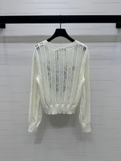 VALENTINO CREW NECK LONG-SLEEVE EMBROIDERED KNIT TOP 274957