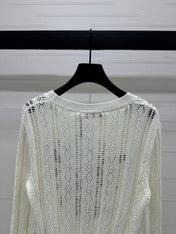 VALENTINO CREW NECK LONG-SLEEVE EMBROIDERED KNIT TOP 274957