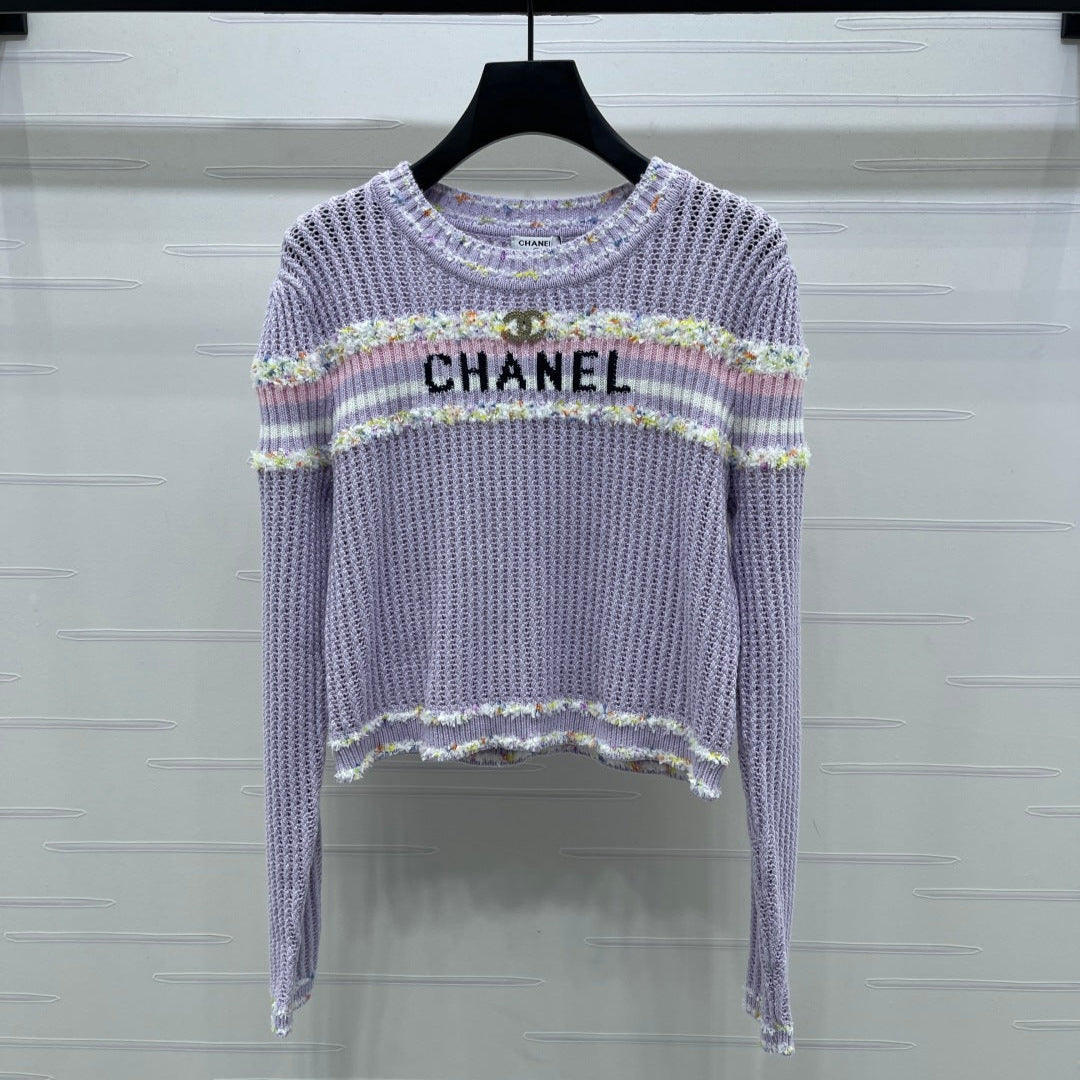 CHANEL 25S LONG SLEEVE OPEN-KNIT SWEATER STYLE 163