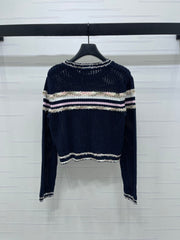 CHANEL 25S LONG SLEEVE OPEN-KNIT SWEATER STYLE 162
