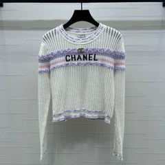 CHANEL 25S LONG SLEEVE OPEN-KNIT SWEATER STYLE 161
