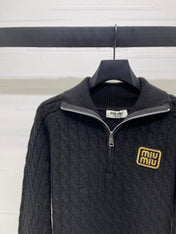 MIUMIU HALF-ZIP KNITTED PULLOVER WITH COLLAR STYLE 486