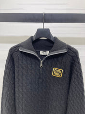 MIUMIU HALF-ZIP KNITTED PULLOVER WITH COLLAR STYLE 486