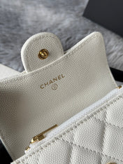 CHANEL 25S CLASSIC FLAP CARD HOLDER 11 IN IVORY CAVIAR GOLD HARDWARE