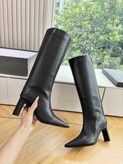 BALENCIAGA 25S HIGH BOOT IN BLACK EMBOSSED COW LEATHER