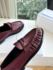 YSL 25S LOAFERS IN DARK RED LAMBSKIN