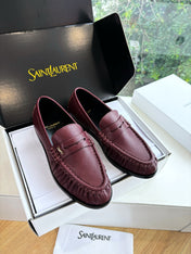 YSL 25S LOAFERS IN DARK RED LAMBSKIN