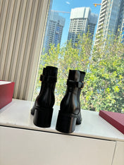 VALENTINO 25S SIGNATURE LOGO BOOTS 60 MM IN BLACK CALFSKIN WITH GOLD HARDWARE