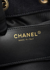 CHANEL 25S HOBO BAG 30 IN BLACK-GRAY DENIM WITH GOLD HARDWARE
