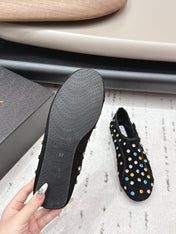 ALAIA 26S EMBELLISHED FLATS IN BLACK SUEDE