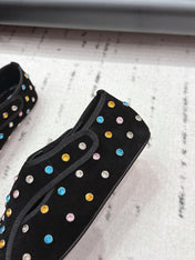 ALAIA 26S EMBELLISHED FLATS IN BLACK SUEDE