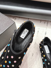 ALAIA 26S EMBELLISHED FLATS IN BLACK SUEDE