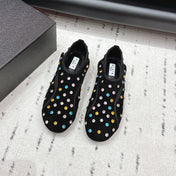 ALAIA 26S EMBELLISHED FLATS IN BLACK SUEDE