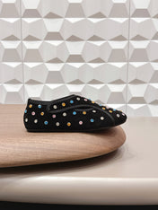 ALAIA 26S EMBELLISHED FLATS IN BLACK SUEDE