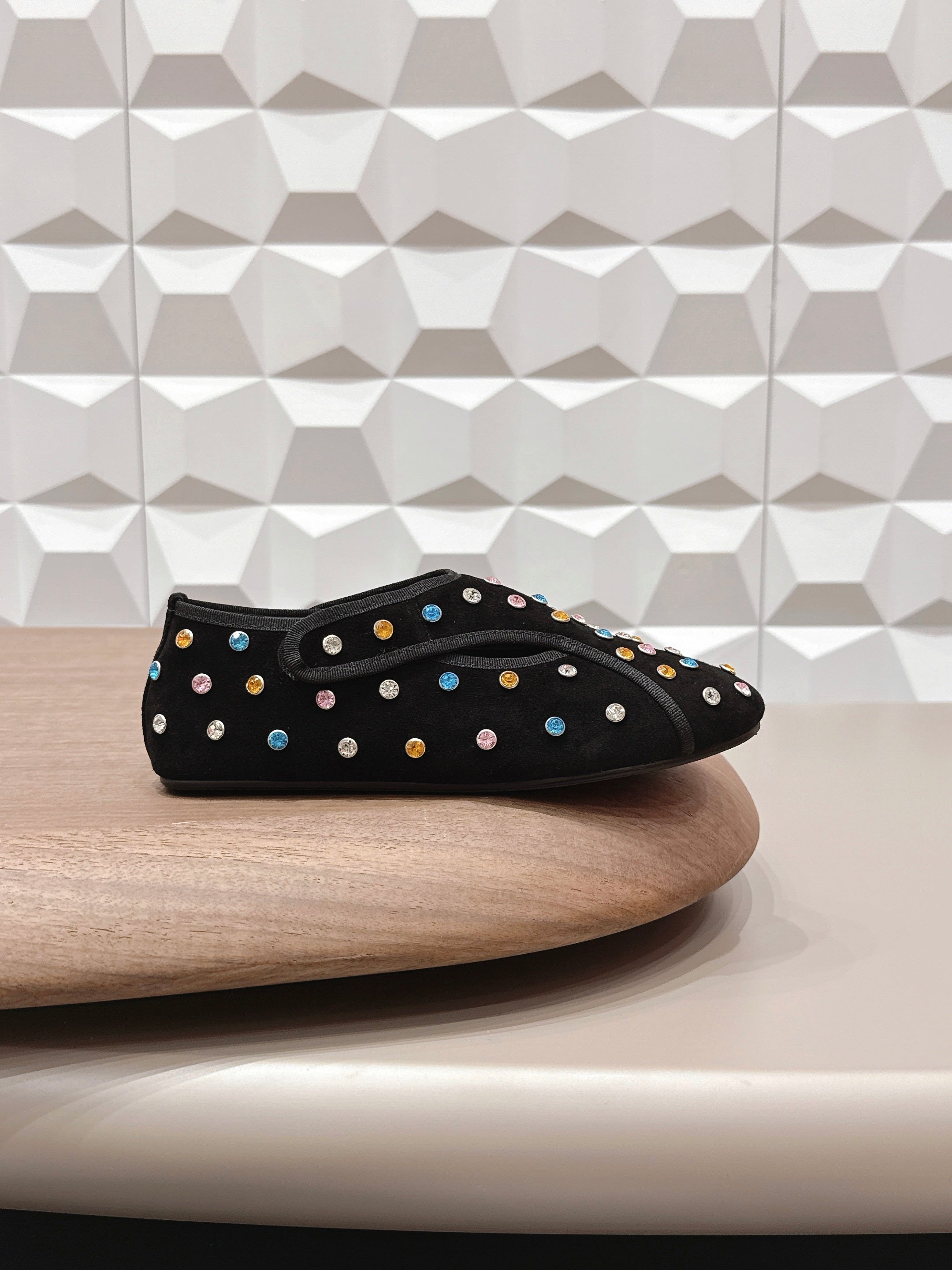 ALAIA 26S EMBELLISHED FLATS IN BLACK SUEDE