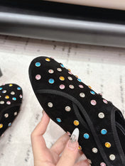 ALAIA 26S EMBELLISHED FLATS IN BLACK SUEDE