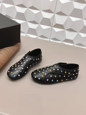 ALAIA 26S EMBELLISHED FLATS IN BLACK LAMBSKIN