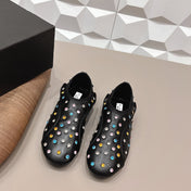 ALAIA 26S EMBELLISHED FLATS IN BLACK LAMBSKIN