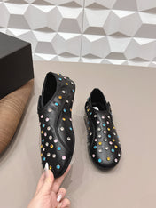 ALAIA 26S EMBELLISHED FLATS IN BLACK LAMBSKIN