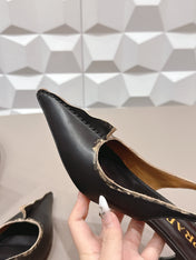 PRADA 26S POINTED TOE SLINGBACK HIGH HEELS 55MM IN BLACK CALFSKIN
