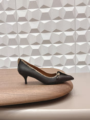 PRADA 26S POINTED TOE HIGH HEELS 55MM IN BLACK CALFSKIN