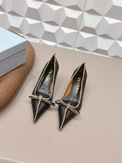 PRADA 26S POINTED TOE HIGH HEELS 55MM IN BLACK CALFSKIN