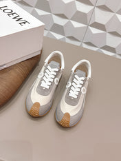 LOEWE 26S FLOW RUNNER SNEAKER IN DARK GRAY SUEDE AND WHITE CALFSKIN
