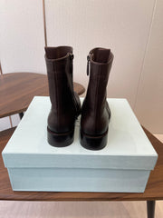 PRADA 25S COWBOY BOOTS IN DARK BROWN CALFSKIN