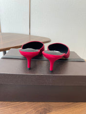 ALAIA 26S HEELED MULES 50 MM IN RED FABRIC