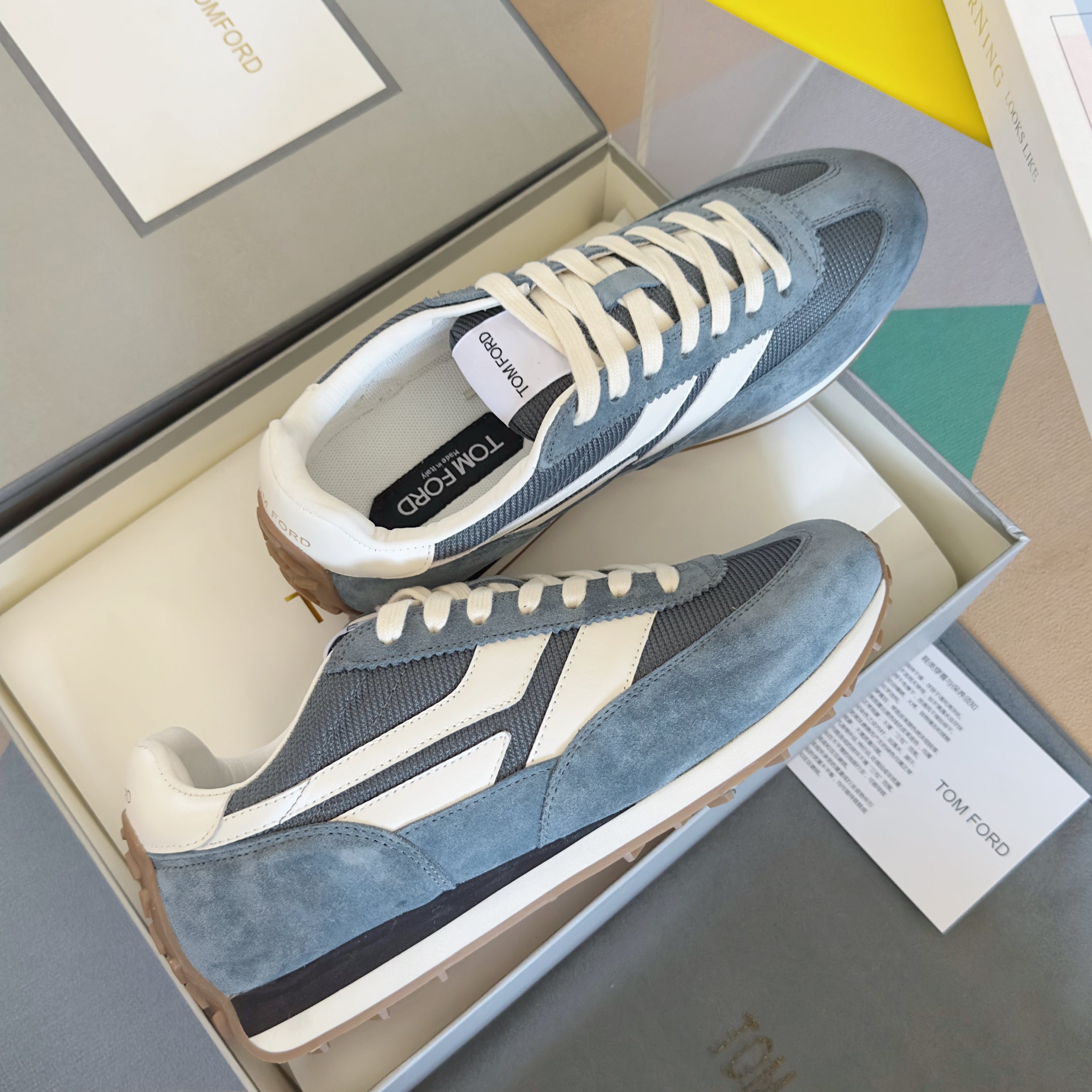 TOM FORD 26S SNEAKERS IN MUTED BLUE SUEDE