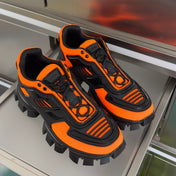 PRADA 26S CLOUDBUST THUNDER SNEAKERS 60MM IN ORANGE RED MESH FABRIC AND TPU