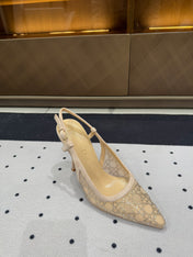 HIGH HEELS SLINGBACK IN CAMEL BEIGE LAMB SUEDE 10 CM