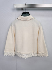 CHANEL 25S KNIT CARDIGAN WITH LACE COLLAR 417