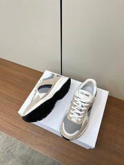 RUNNER CR-03 LOW LACE-UP SNEAKER IN PEANUT BROWN SUEDE AND WHITE CALFSKIN