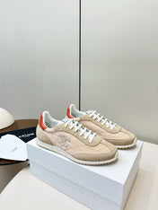 CELINE 25S RACER LOW TOP SNEAKER IN BEIGE AND LIGHT GRAY NYLON AND SUEDE