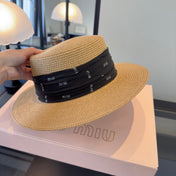 MIUMIU FLAT-BRIM STRAW HAT STYLE 11