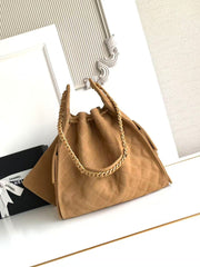 CHANEL 25S HOBO BAG 40 IN BROWN SUEDE WITH GOLD HARDWARE