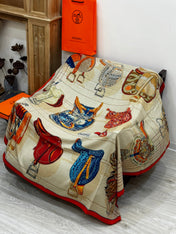 HERMES 25S SCARF 140 IN SILK CASHMERE 989485