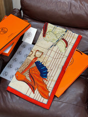 HERMES 25S SCARF 140 IN SILK CASHMERE 989485