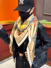 HERMES 25S SCARF 140 IN SILK CASHMERE 989487
