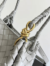 BOTTEGA VENETA 25S SMALL PARACHUTE 21 IN LIGHT GRAY CALFSKIN GOLD HARDWARE