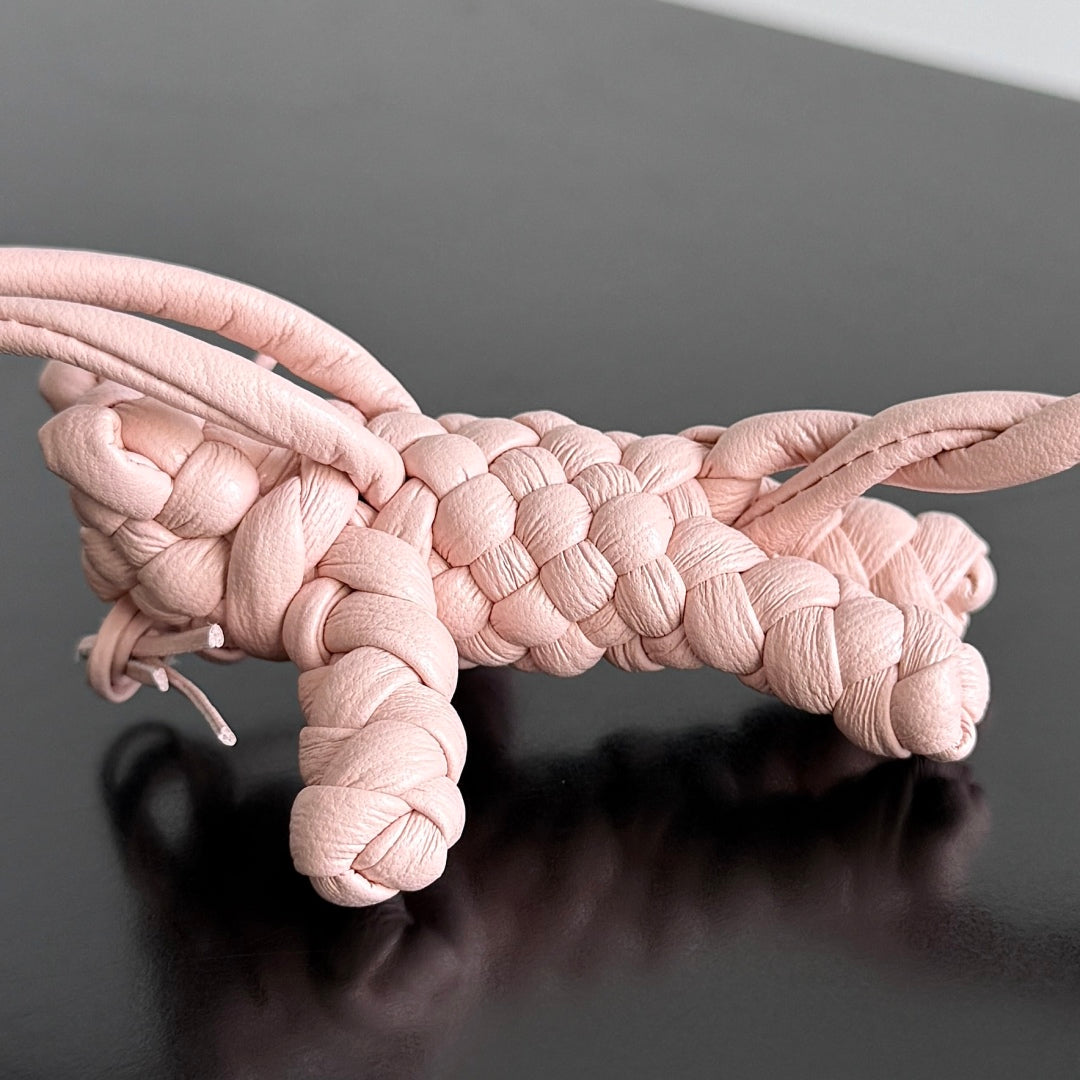 BOTTEGA VENETA 25S CAT CHARM IN LIGHT PINK CALFSKIN