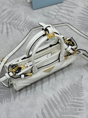 PRADA 25S BONNIE MINI HANDBAG 23 IN WHITE CALFSKIN GOLD HARDWRE