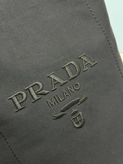 PRADA 25S DRAWSTRING BACKPACK 55 IN BLACK CANVAS LINEN SILVER HARDWRE