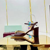 GG HEELED SANDALS 25S 65 MM IN DARK RED LAMBSKIN WITH GOLD HARDWARE