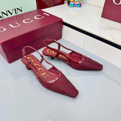 GG HIGH SLINGBACK 25S IN RED SEQUINED MESH FABRIC